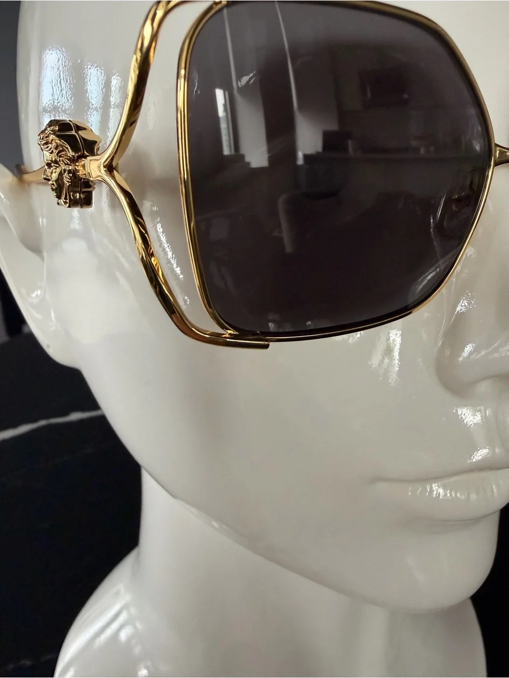 Versace Gold Metal Frame Sunglasses with Dark Brown Lenses